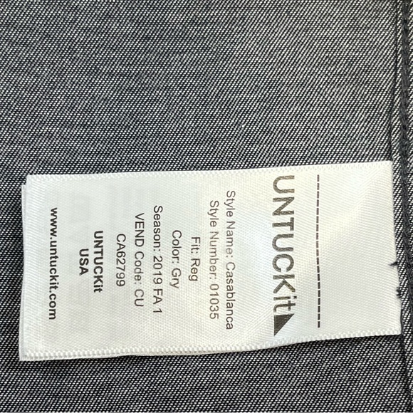 UNTUCKit Shirt Adult Large Gray Button Up Casablanca Business Casual Men - Picture 7 of 12